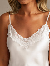 [Wit] SilkSilky-NL Spaghetti Strap V Neck Cami-Set 004