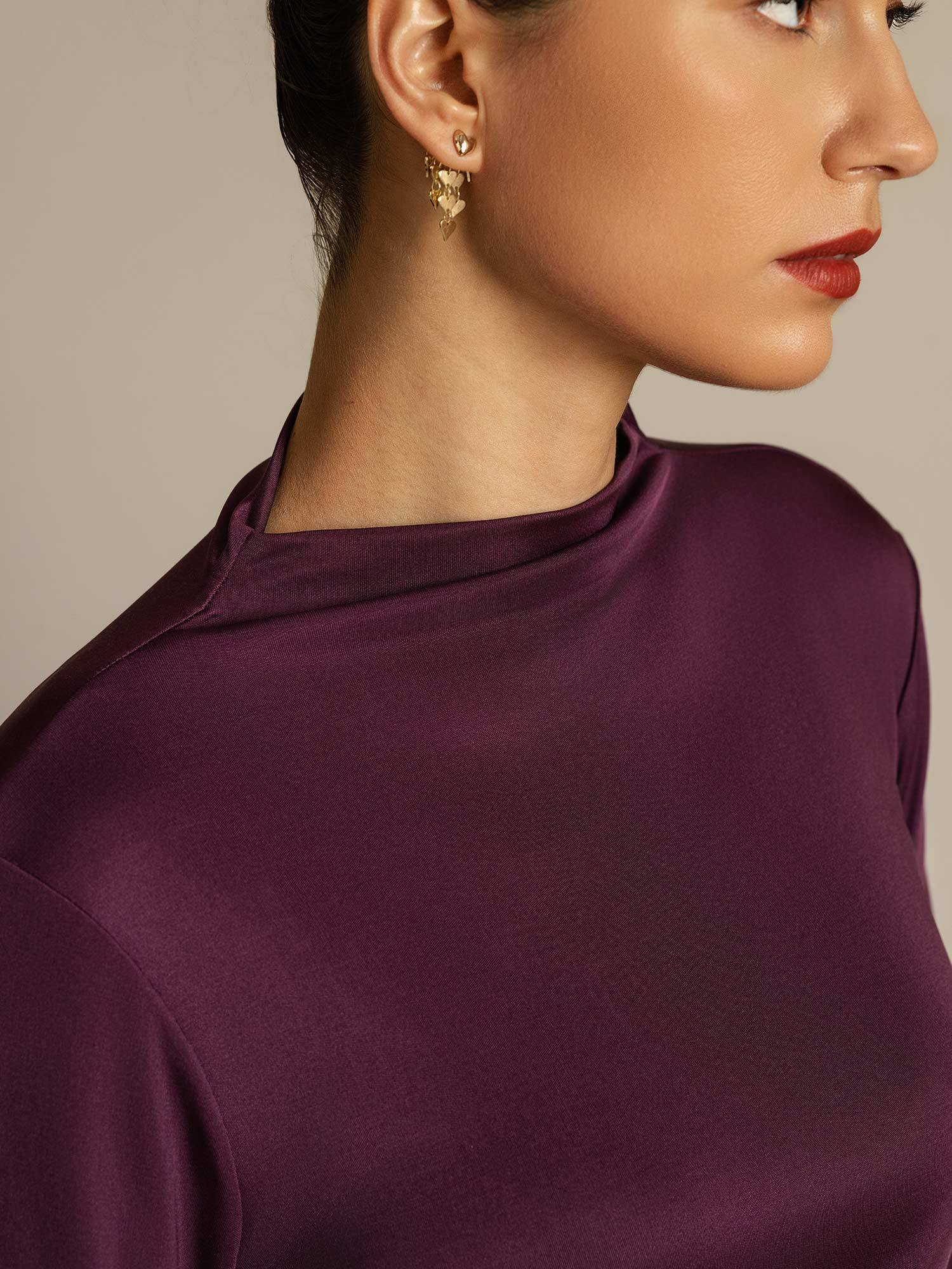 [Paars] SilkSilky-NL Zijde Womens T-Shirt 004