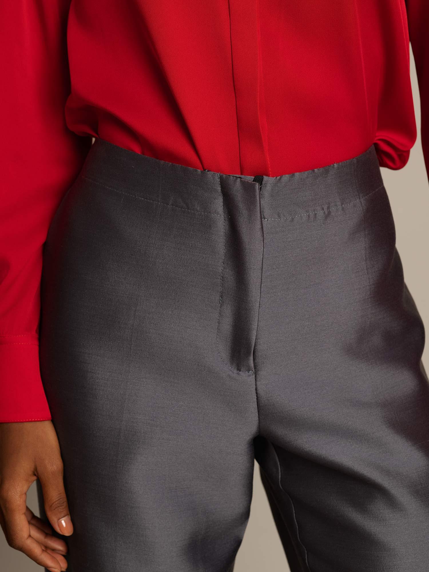 [Grijs] SilkSilky-NL 32Momme Silk-Wool Blend Womens Pants 004,