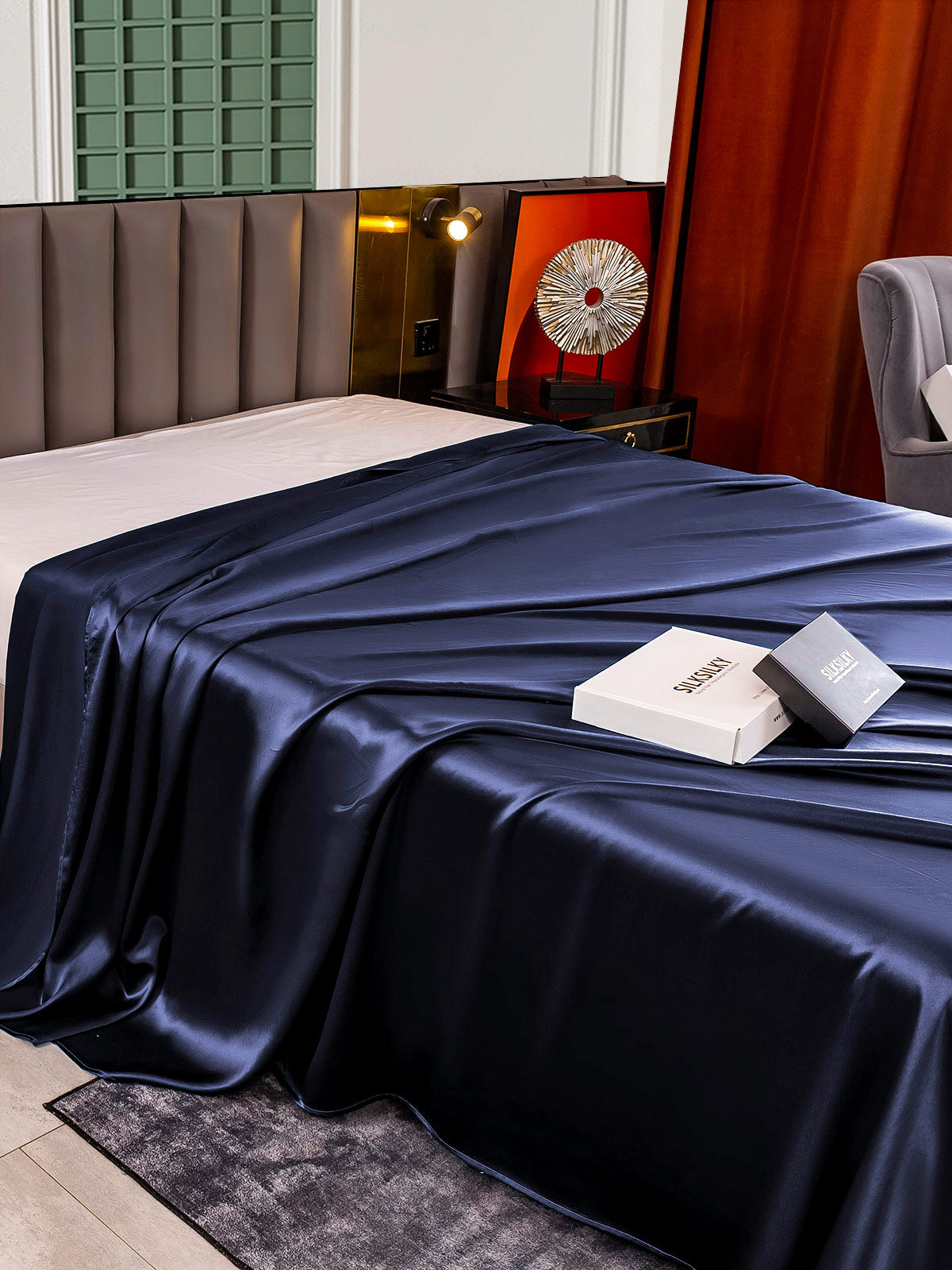 [Donkerblauw] SilkSilky-NL 25Momme Sheet 004