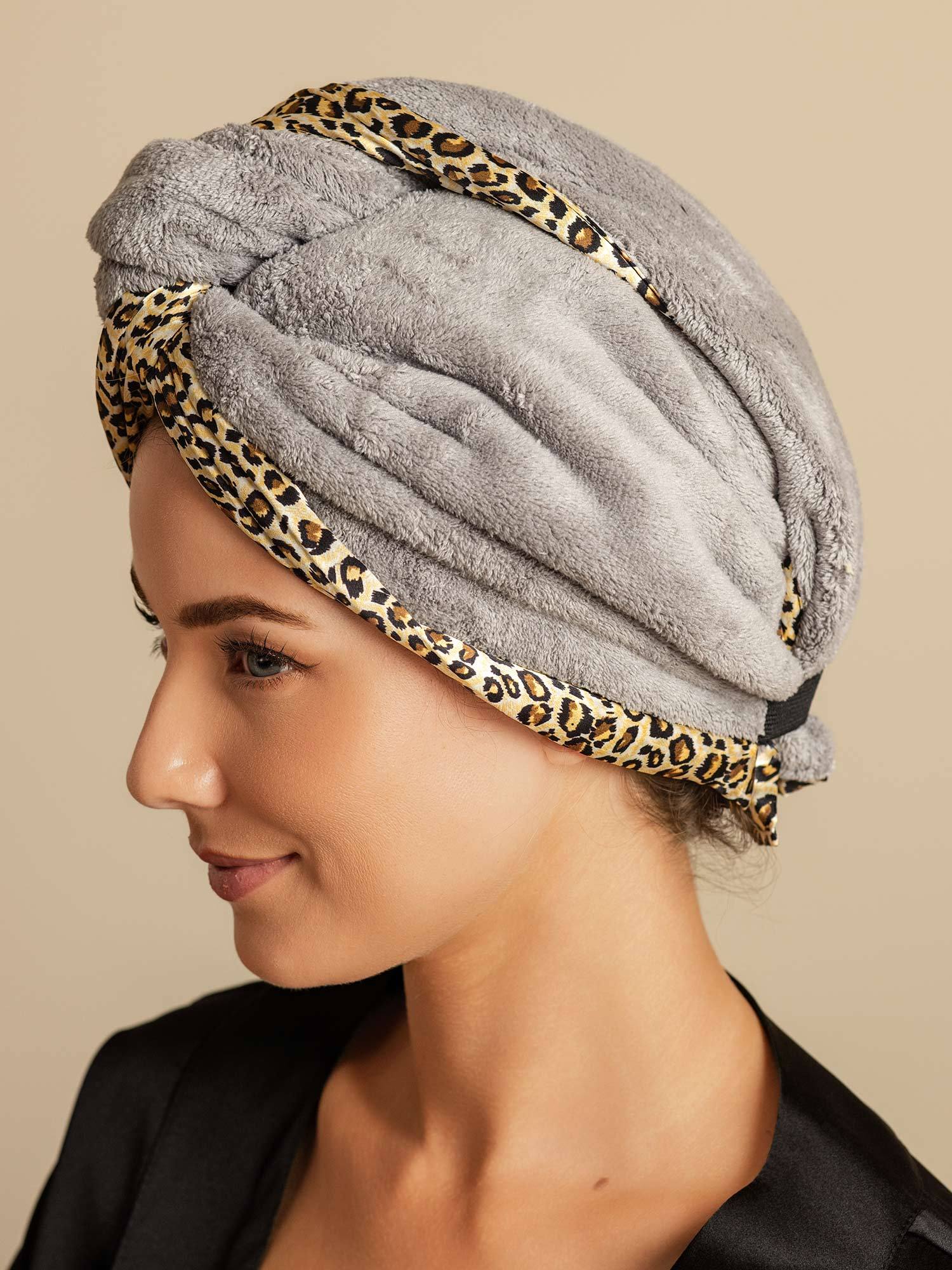 [Leopard] SilkSilky-NL Zijde Hair Towel Wrap 002,