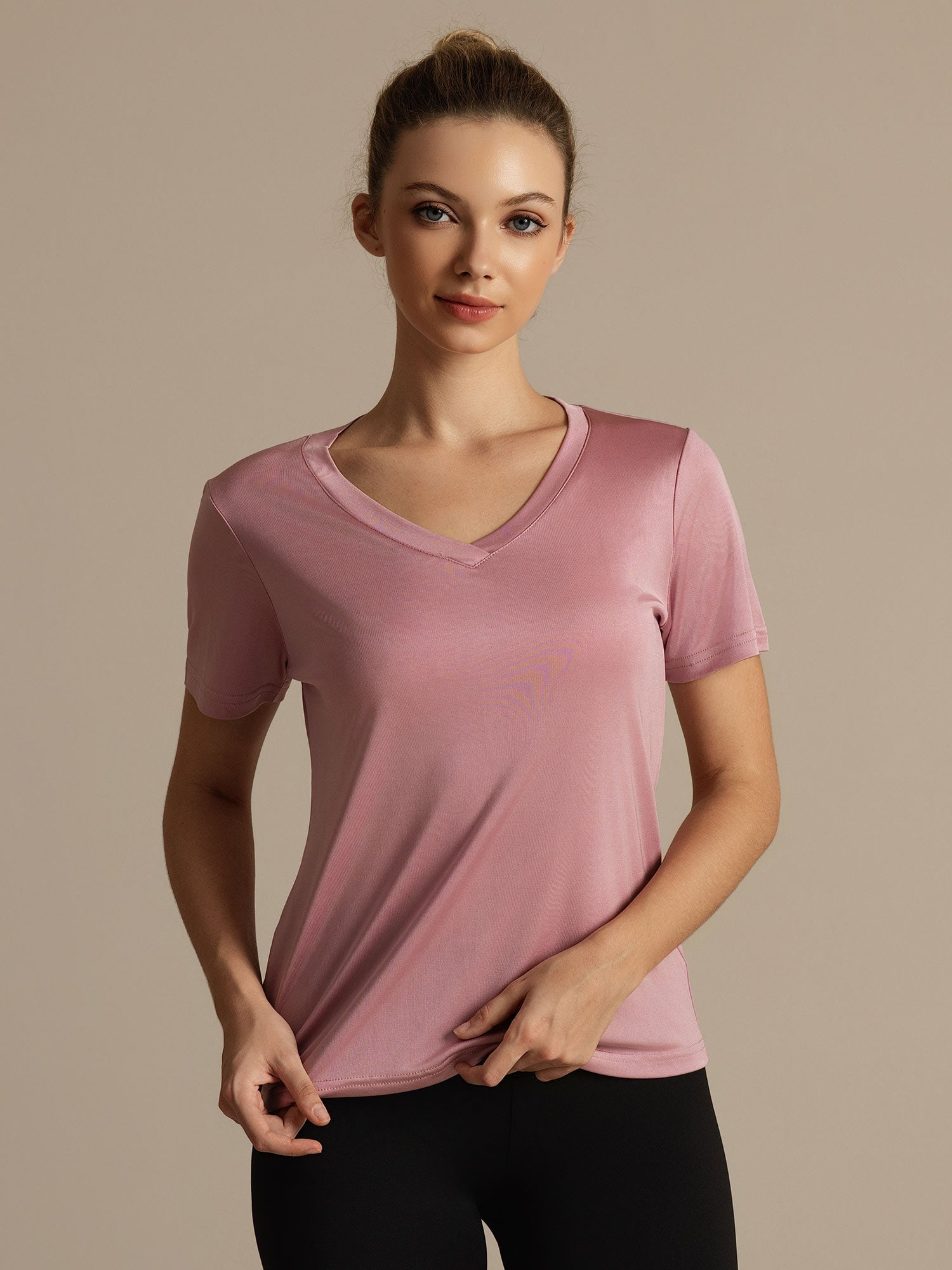 [Bleek Mauve] SilkSilky-NL Korte Mouw Dames T-Shirt 004