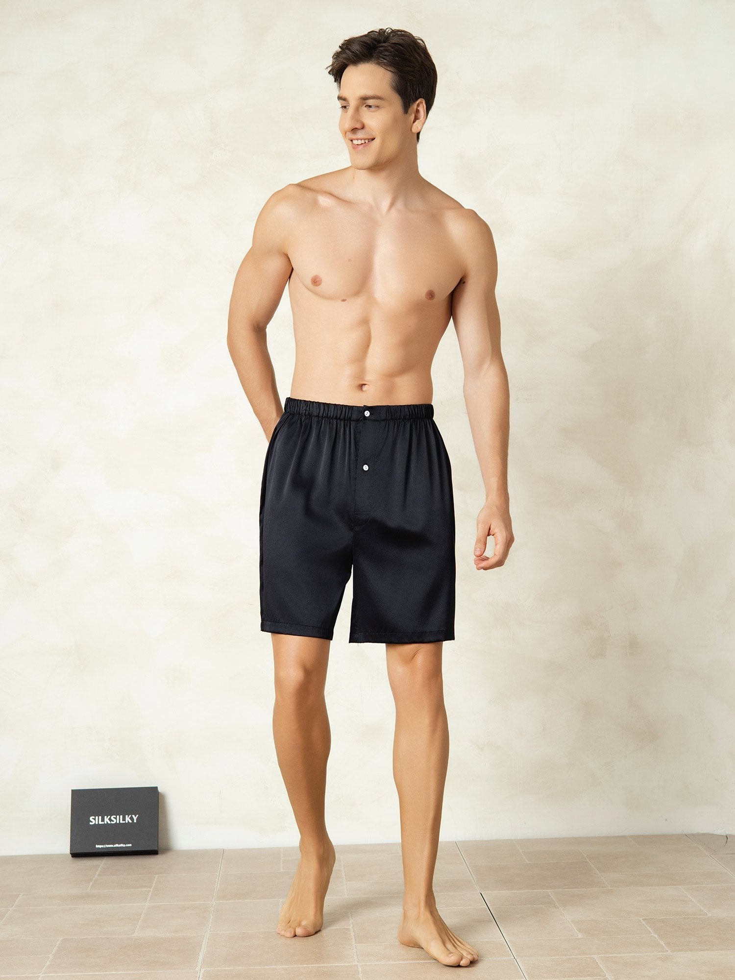 [Zwart] SilkSilky-NL Mens Sleep Bottoms 003