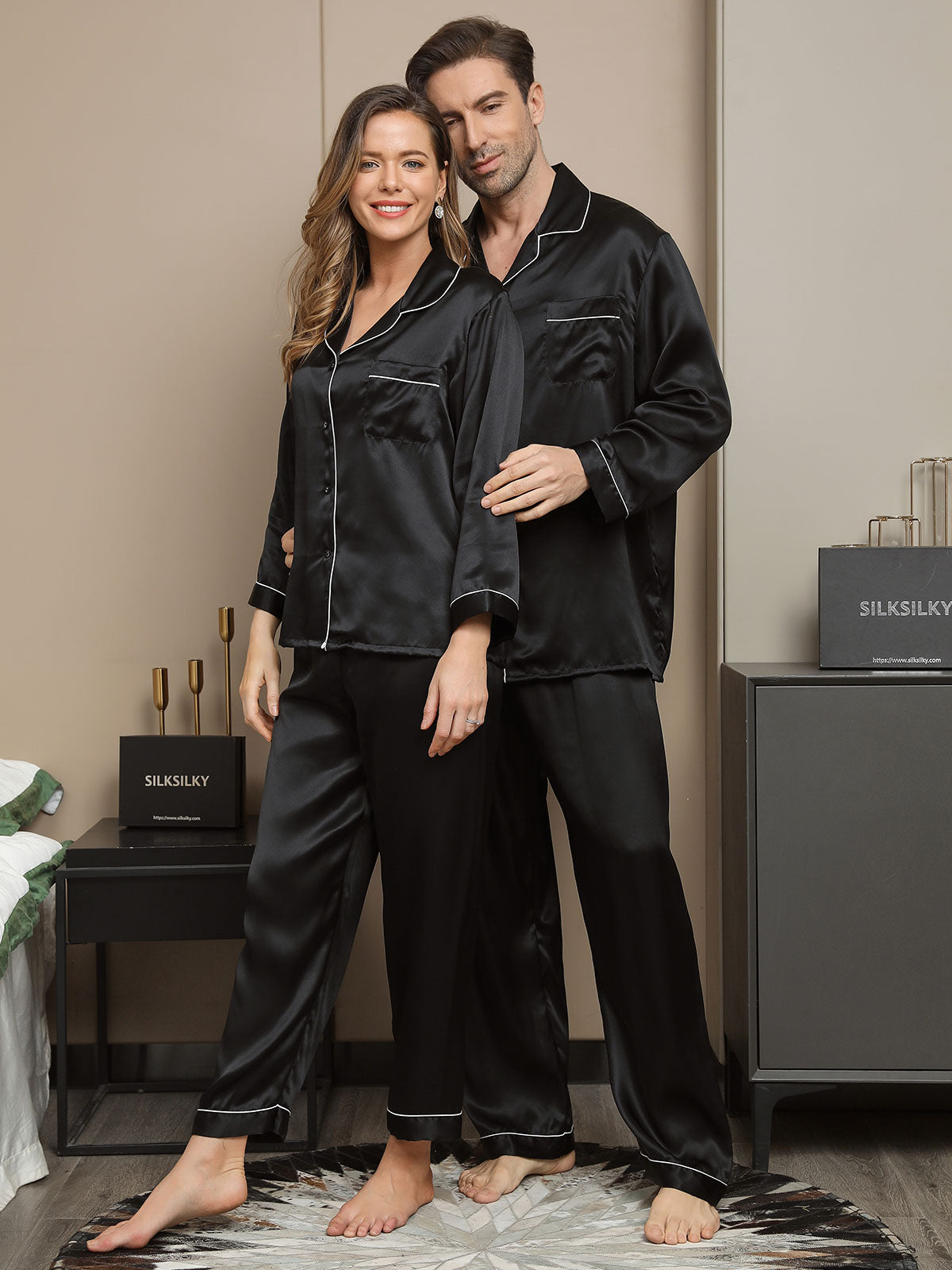 SilkSilky NL Pure Silk Lange Mouw Couple Zwart 003