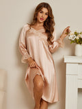 SilkSilky NL Pure Silk Lange Mouw Nightgown Champagne 001