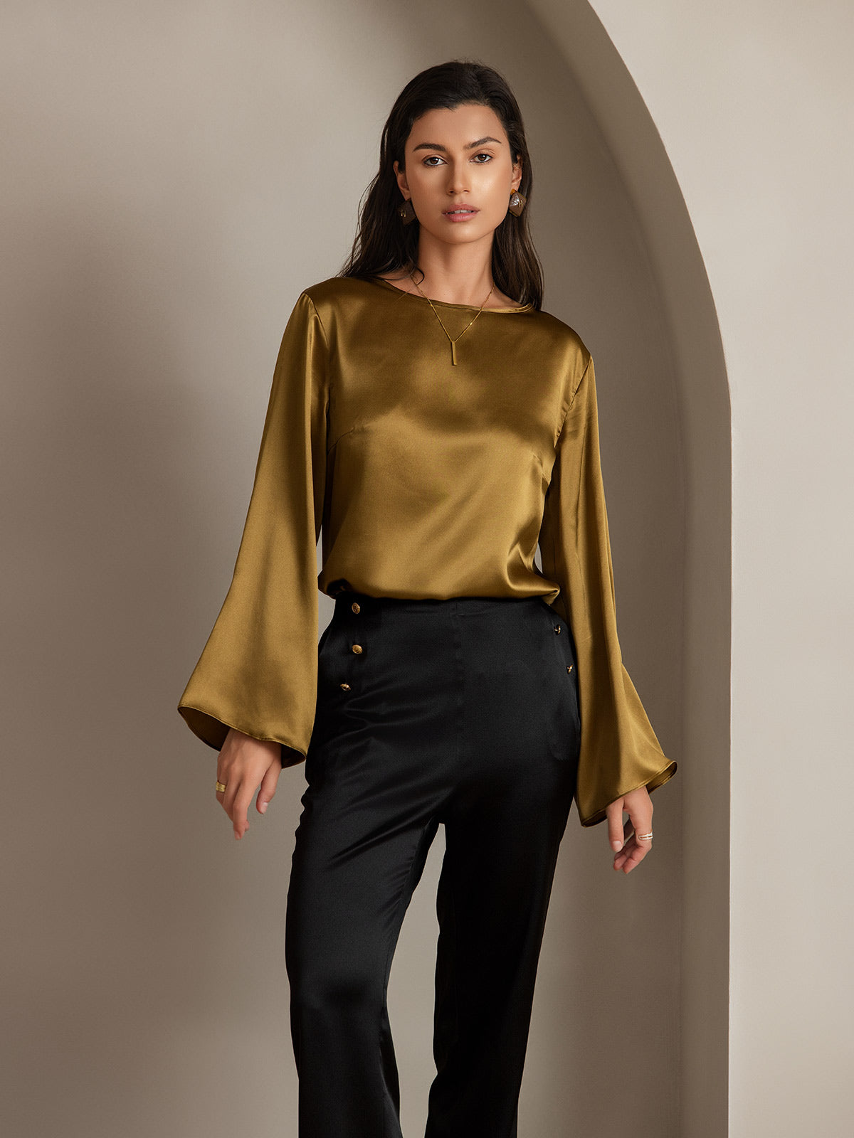 [Zwart] SilkSilky-NL 19Momme Zijde Womens Pants 009