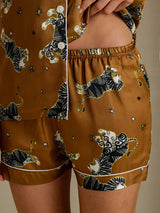 [Bruine Leeuw] SilkSilky-NL Short Sleeve Notch Collar Dames Pyjama Set 006