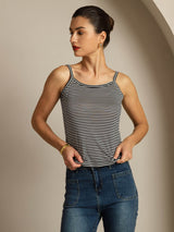 [Zwarte Streep] SilkSilky-NL Square Neck Cami-Top 005