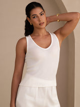 [Wit] SilkSilky-NL Sleeveless Deep V Neck Cami-Top 004