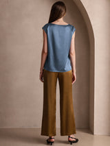 [Echt Petrol] SilkSilky-NL Cap Sleeve Round Neck Dames T-Shirt 002