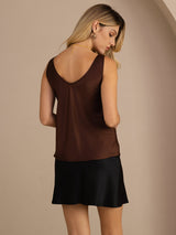 [Koffie] SilkSilky-NL Sleeveless V Neck Cami-Top 002