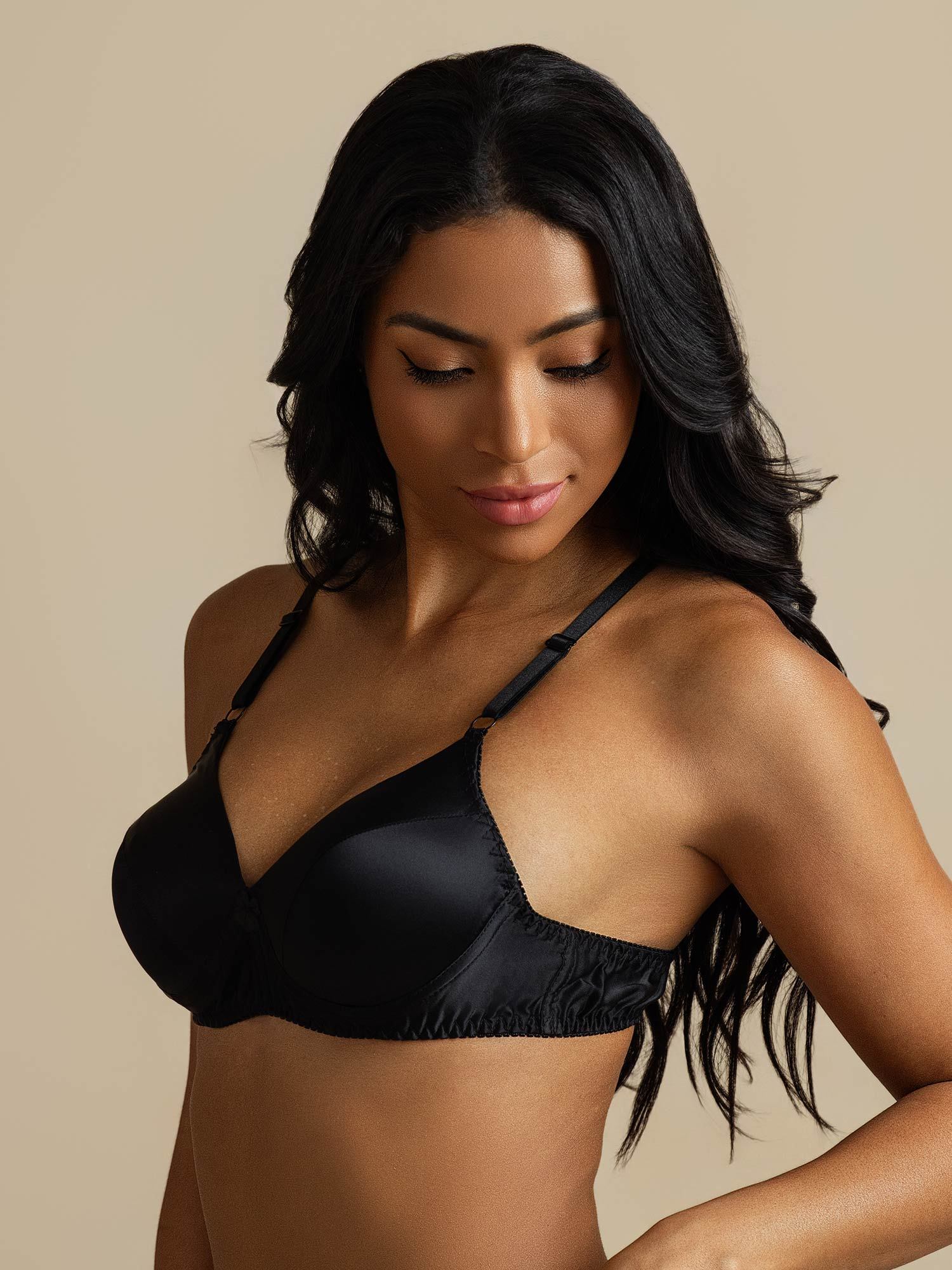 [Zwart] SilkSilky-NL Zijde Bra 007,