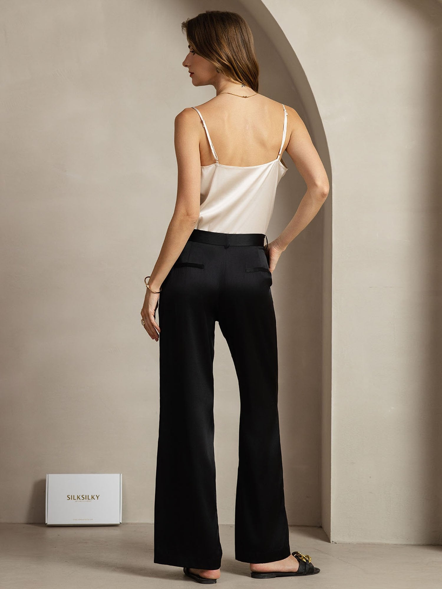 [Zwart] SilkSilky-NL 19Momme Zijde Womens Pants 006