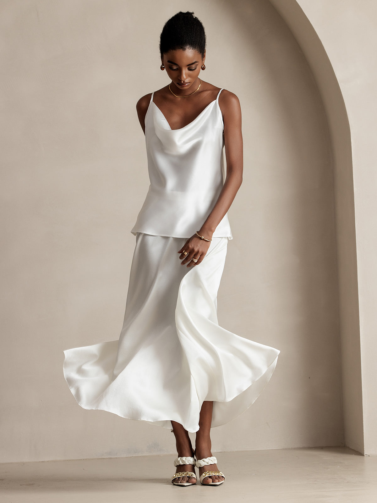 [Wit] SilkSilky-NL 19Momme Zijde Skirt 007