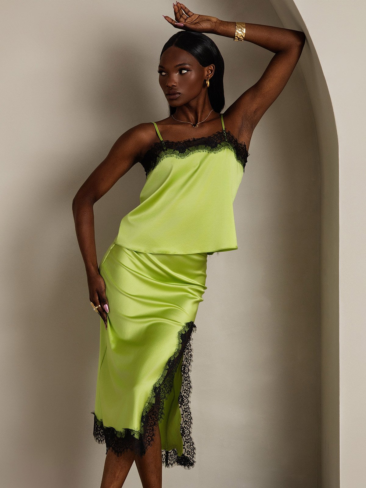 SilkSilky-NL 19Momme Zijde Skirt Mintgroen 005