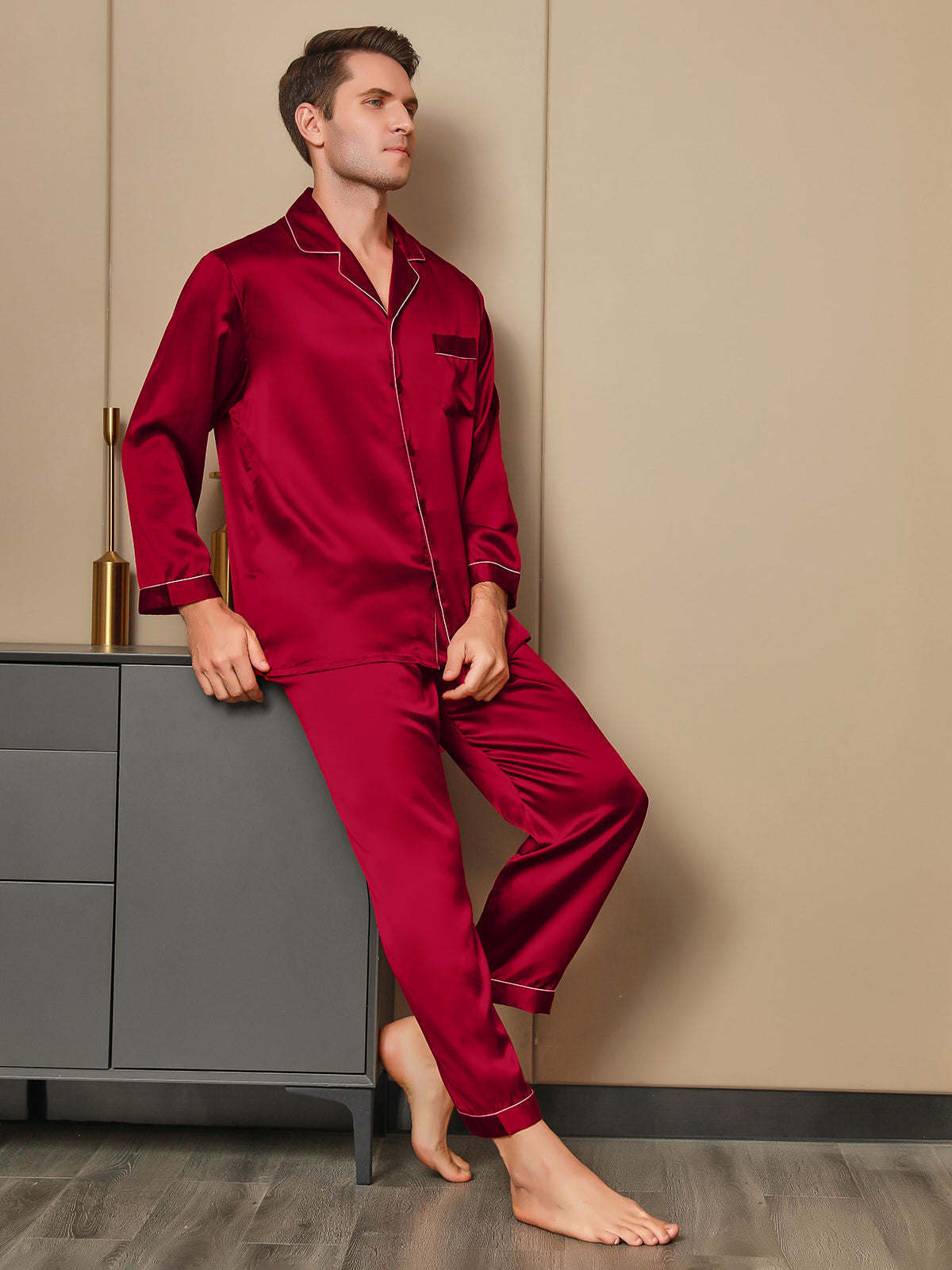[Rode] SilkSilky-NL 19Momme Mens Pajamas 001