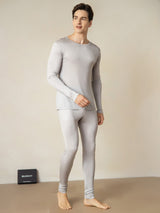 [Zilver] SilkSilky-NL Long Sleeve Round Neck Heren Lange Onderkleding 001
