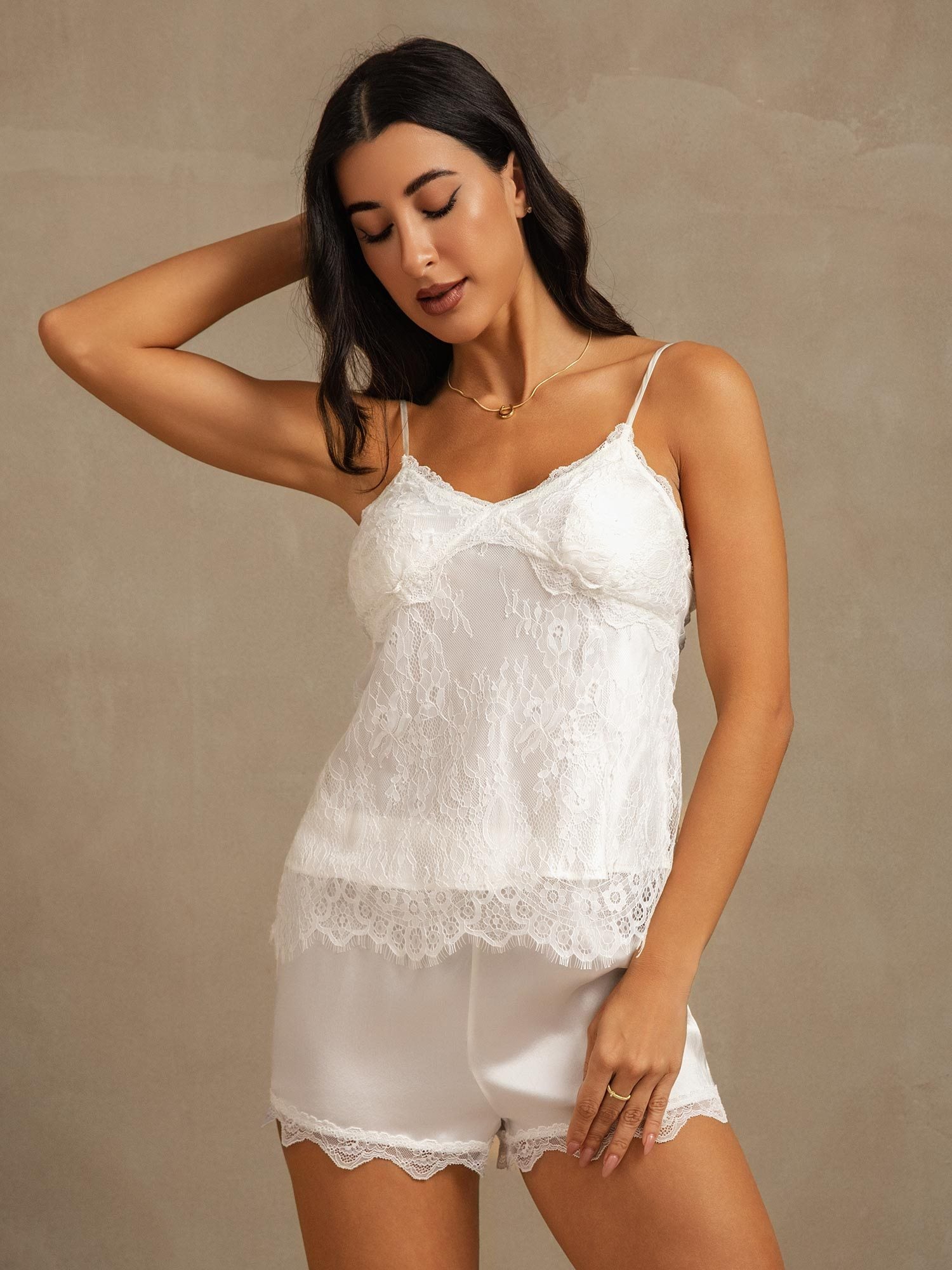 [Wit] SilkSilky-NL Zijde Camisole Set 006