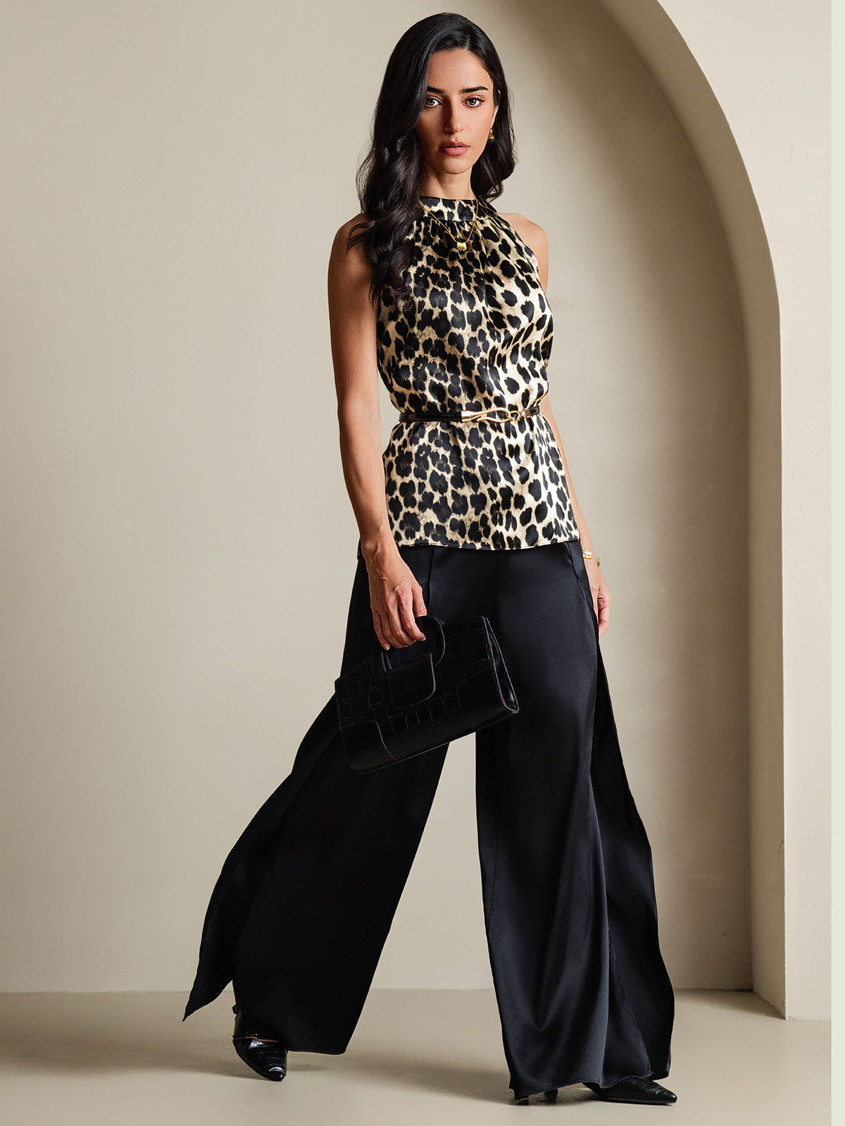 [Leopard] SilkSilky-NL 19Momme Zijde Womens T-Shirt 001