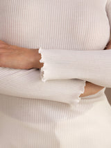 [Wit] SilkSilky-NL Long Sleeve Turtle Neck Dames T-Shirt 006