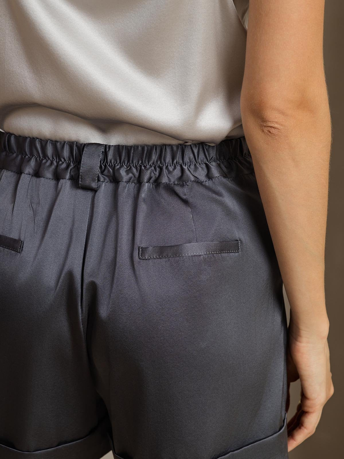 [Donkergrijs] SilkSilky-NL 19Momme Zijde Womens Shorts 005