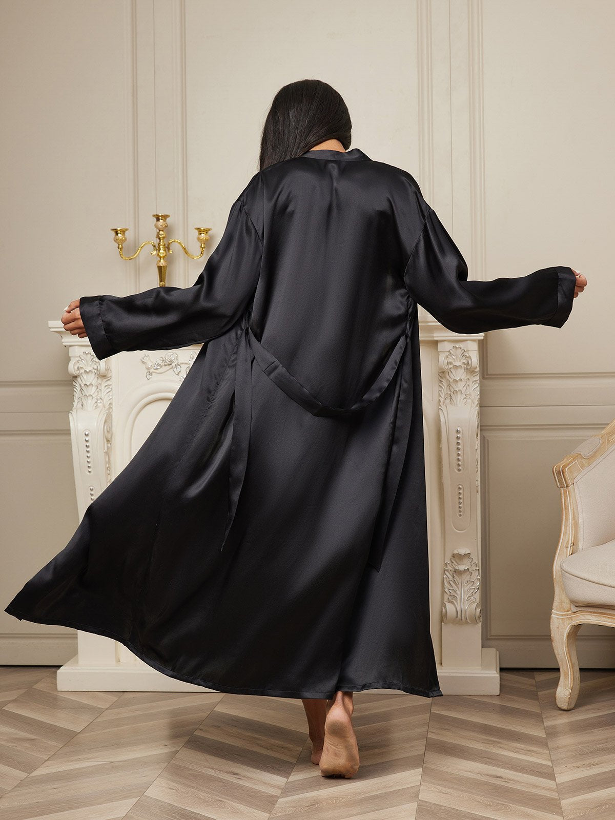 [Zwart] SilkSilky-NL Womens Robe 002