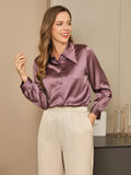 SilkSilky NL 19Momme Zijde Lange Mouw Kraag Dames Blouse BleekMauve 003