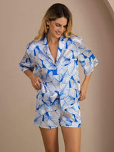 [Ijsblad] SilkSilky-NL Half Sleeve Lapel Collar Dames Pyjama Set 003