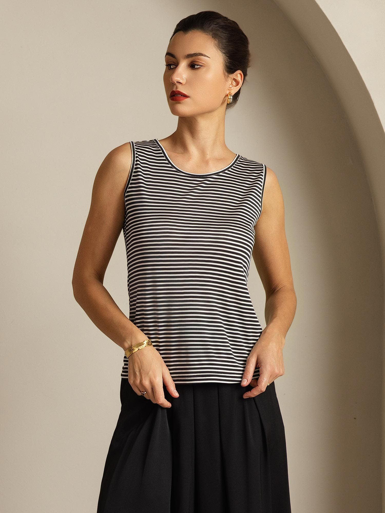 [WitteStreep] SilkSilky-NL Zijde Ronde Hals Cami-Top 005