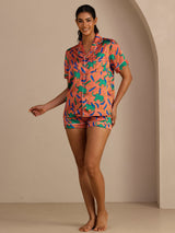[Kleiolifant] SilkSilky-NL Short Sleeve Lapel Collar Dames Pyjama Set 006