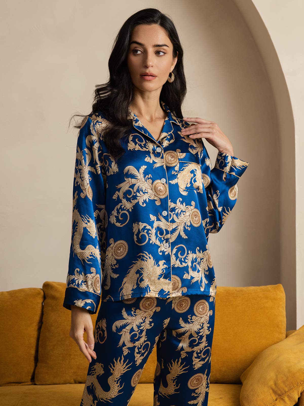 [Navy Draak] SilkSilky-NL Womens Pajamas 003