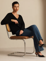 [Donkerblauw] SilkSilky-NL Long Sleeve Dames Cardigan 009