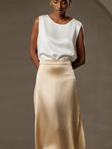 [Wit] SilkSilky-NL Sleeveless Round Neck Cami-Top 003