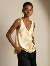[Champagne] SilkSilky-NL Sleeveless V Neck Cami-Top 001