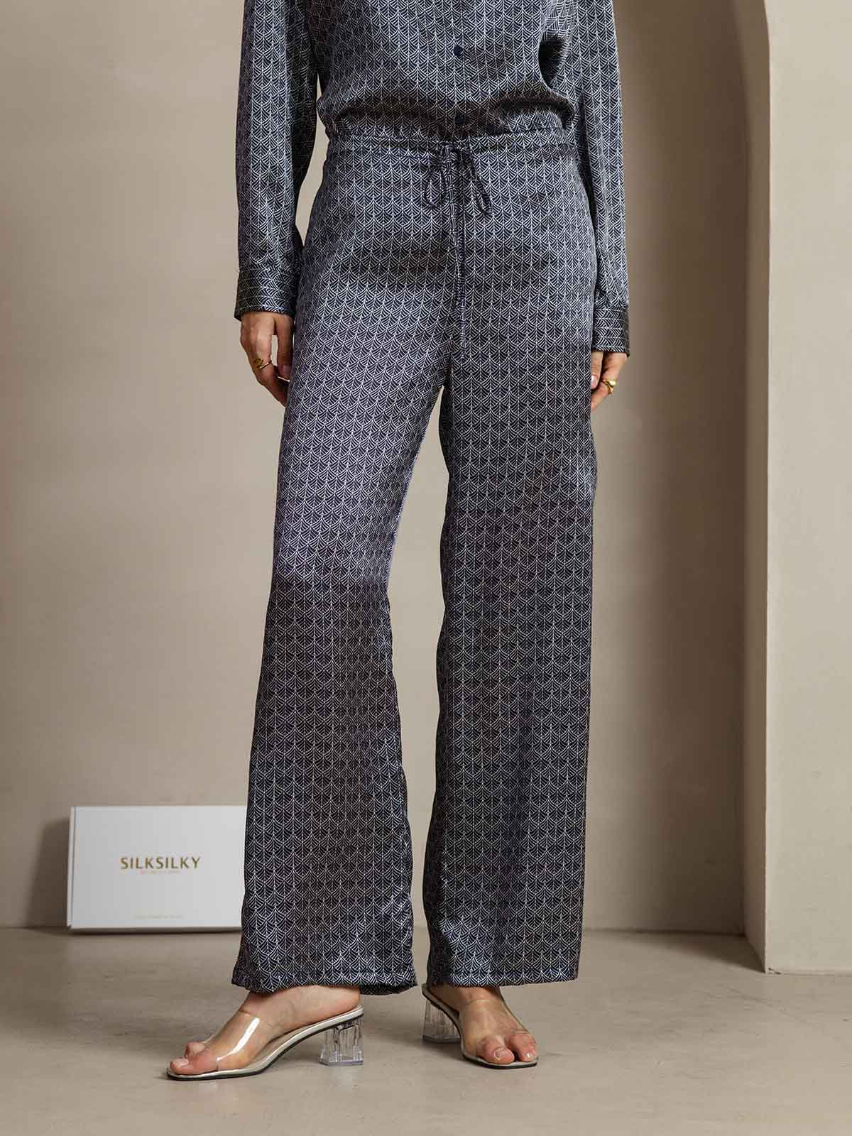 [Marine Ginkgo] SilkSilky-NL 19Momme Zijde Womens Pants 001