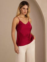 [Wijn] SilkSilky-NL Spaghetti Strap V Neck Cami-Top 001