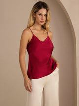 [Wijn] SilkSilky-NL Spaghetti Strap V Neck Cami-Top 001