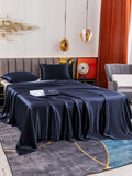 SilkSilky NL 19Momme Pure Silk Bedding Set Donkerblauw 003