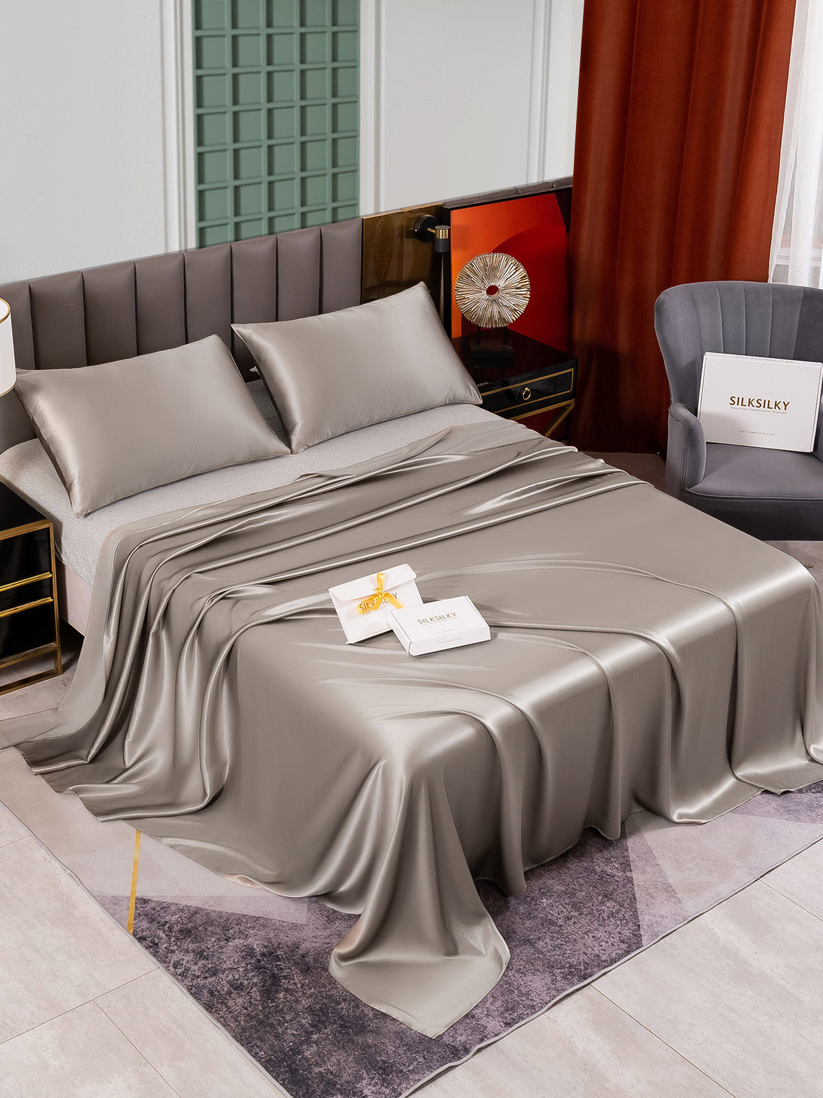 [Grijs] SilkSilky-NL 25Momme Bedding Set 002