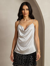 [Zilver] SilkSilky-NL 19Momme Spaghetti Bandjes Waterval Hals Cami-Top 001
