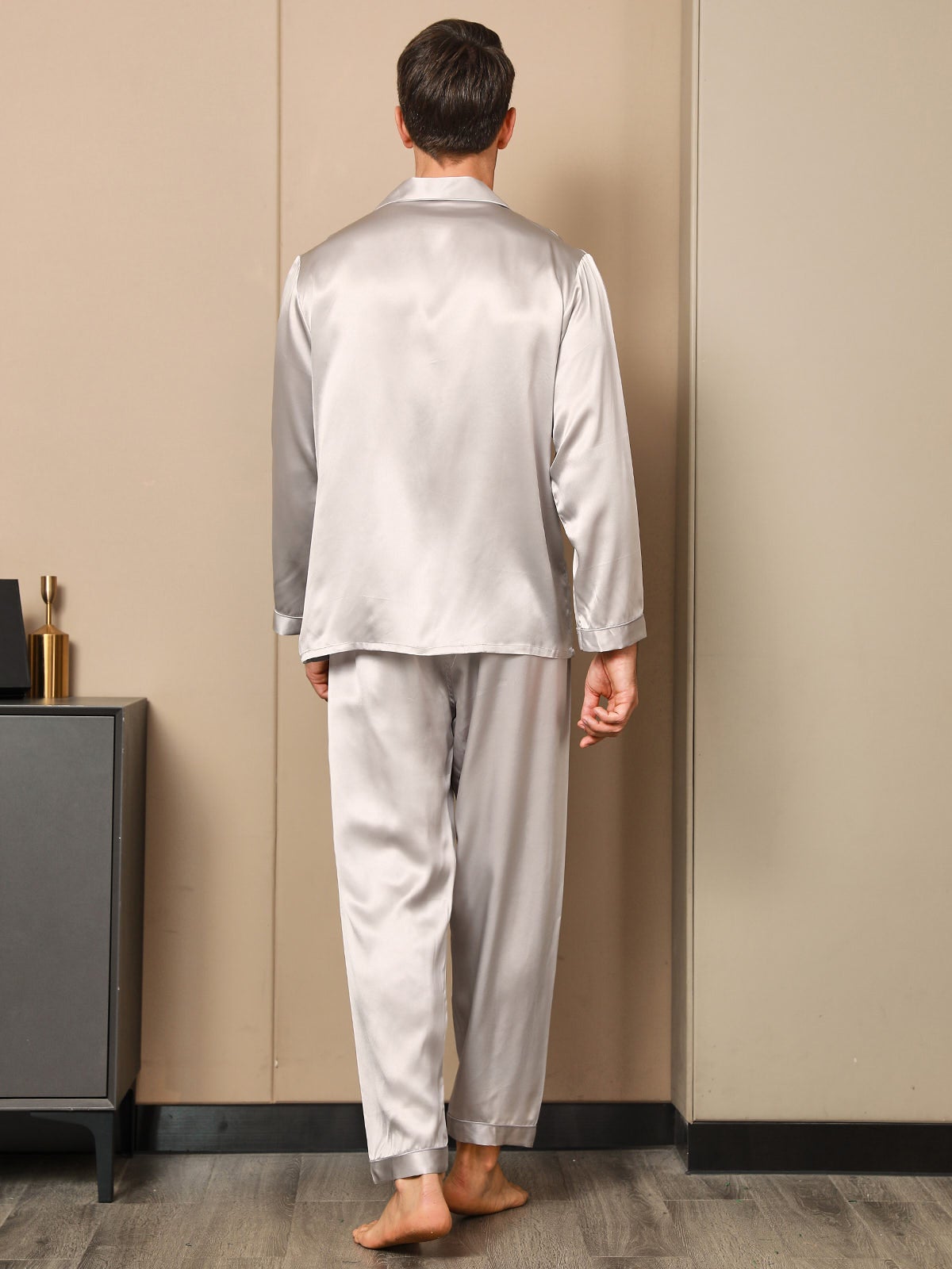 [Grijs] SilkSilky-NL 19Momme Mens Pajamas 002