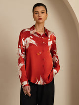 [Wijn] SilkSilky-NL Long Sleeve Lapel Collar Dames Blouse 003