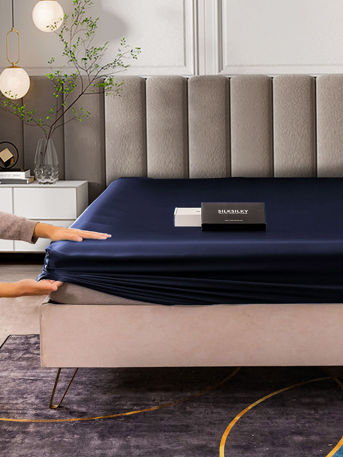 [Donkerblauw] SilkSilky-NL 25Momme Sheet 005