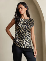 [Leopard] SilkSilky-NL 19Momme Zijde Ronde Hals Dames T-Shirt 005