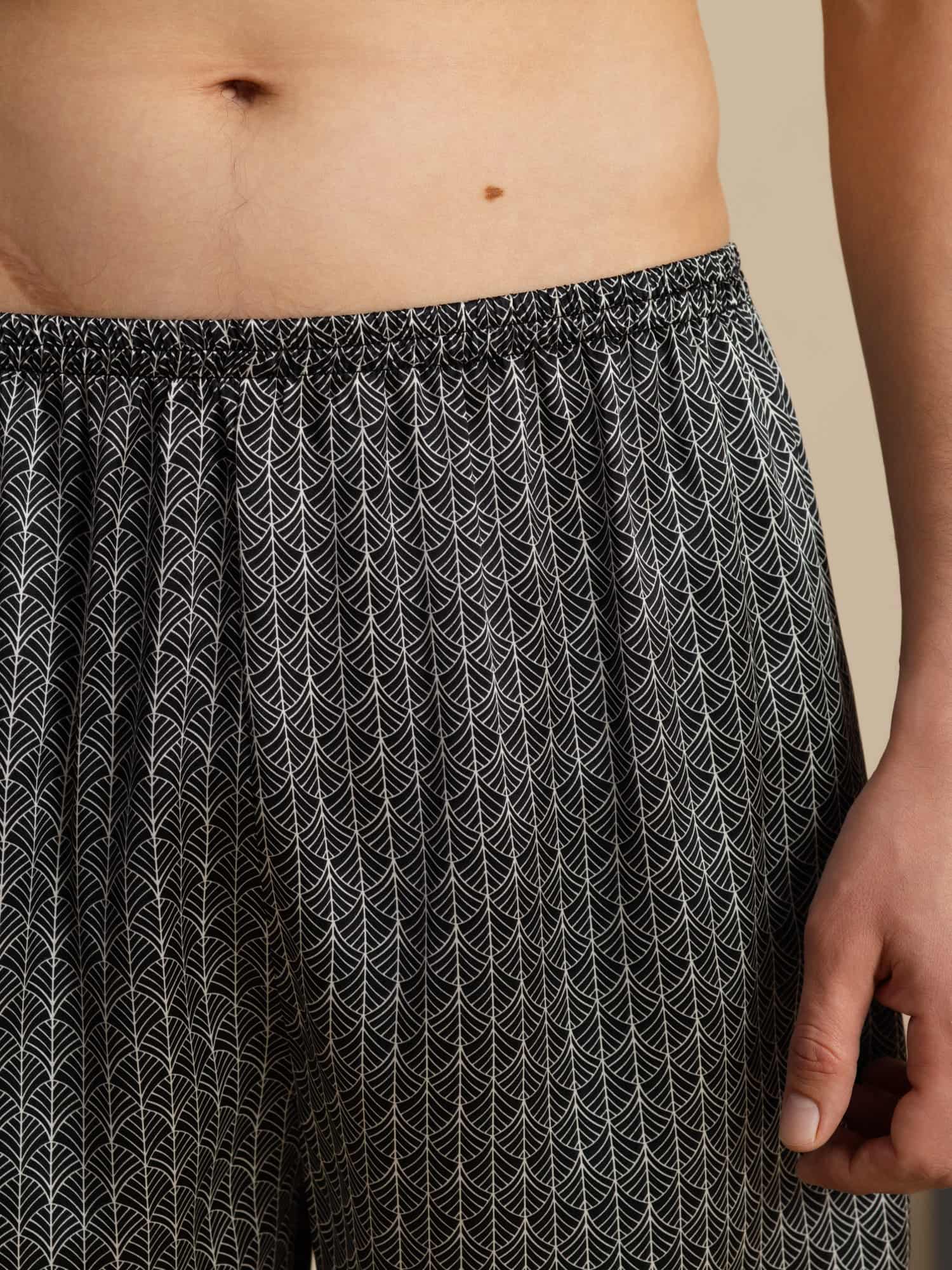 [Zwarte Ginkgo] SilkSilky-NL Mens Sleep Bottoms 005