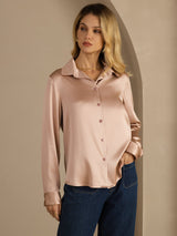[Toscane] SilkSilky-NL Long Sleeve Lapel Collar Dames Blouse 002