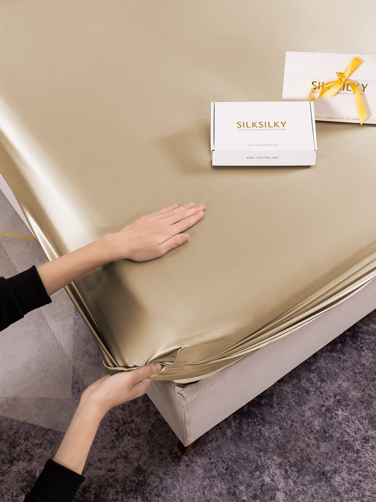 [Beige] SilkSilky-NL 19Momme Bedding Set 003