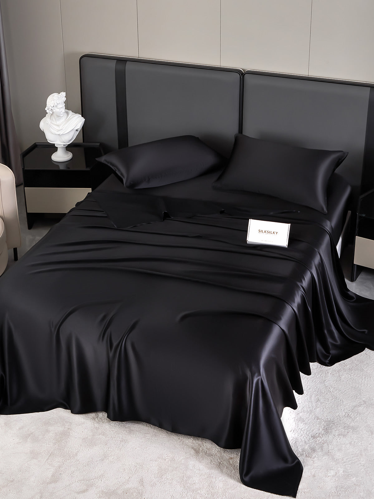 SilkSilky NL 19Momme Pure Silk Bedding Set Zwart 001