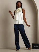 [Ivoor] SilkSilky-NL 19Momme Mouwloos Strikhals Blouse 007