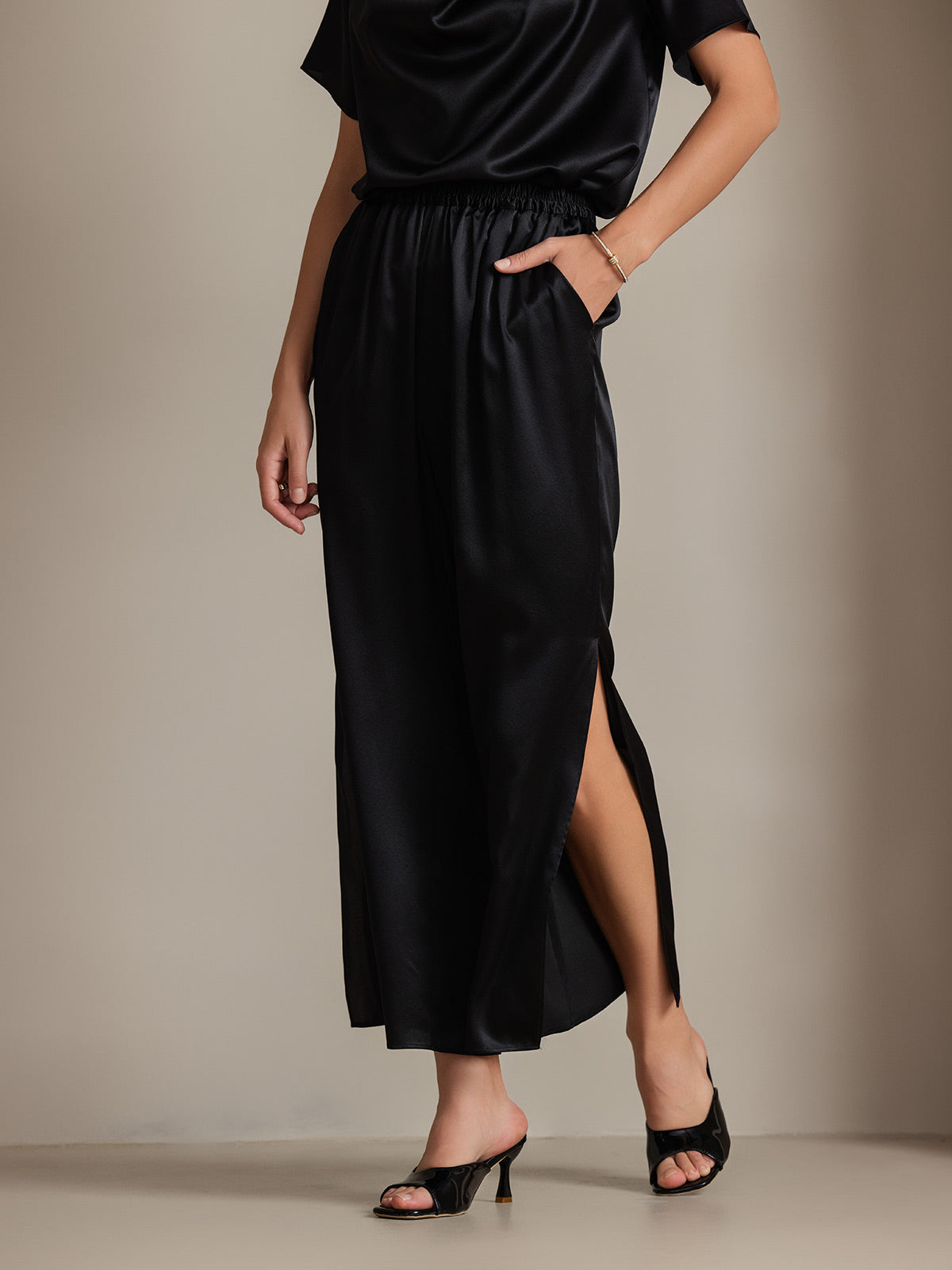 [Zwart] SilkSilky-NL 19Momme Zijde Womens Pants 003
